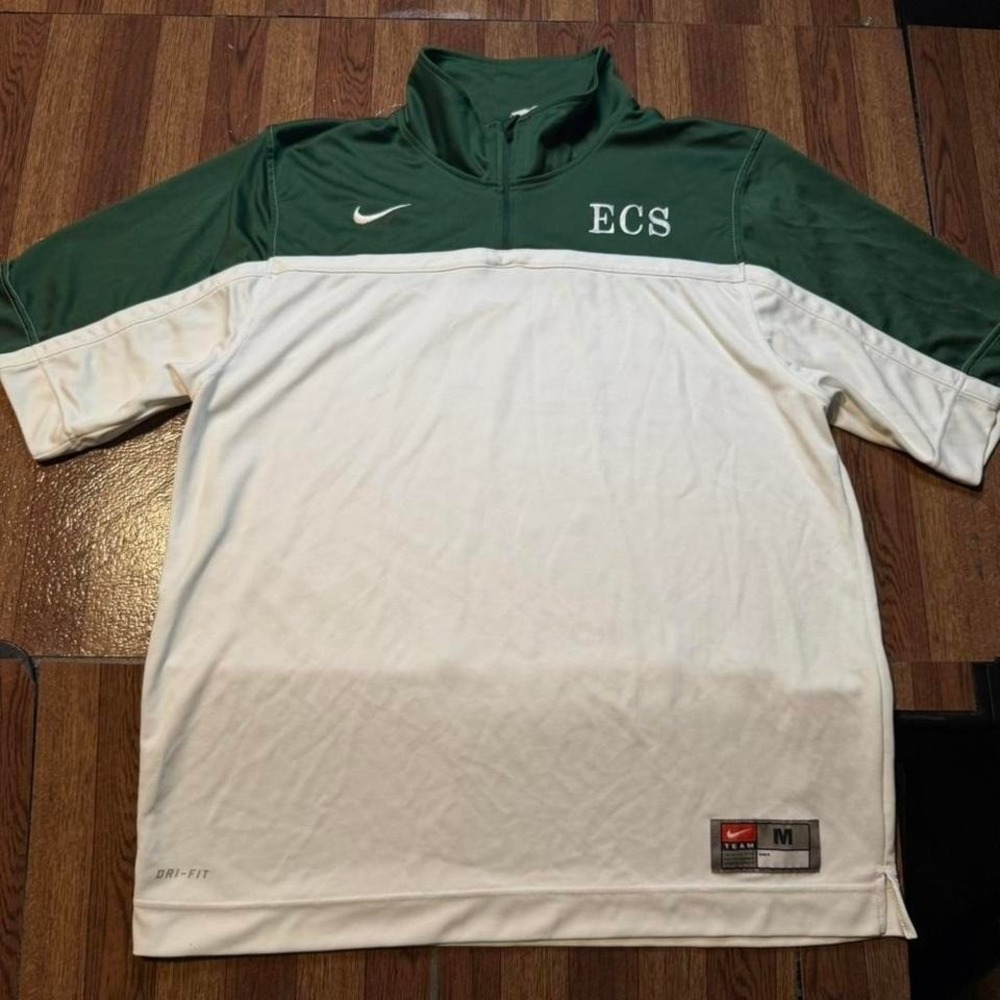 Nike Team Vintage ECS Green White Sportswear Quarter Shirt Medium